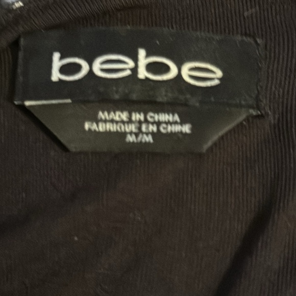 BEBE black white print ruched draped crossed‎ bottom dress Sz M - Picture 6 of 8